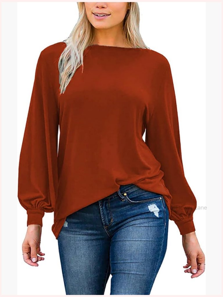 Women's Long Puff Sleeve Boat Neck Tunic